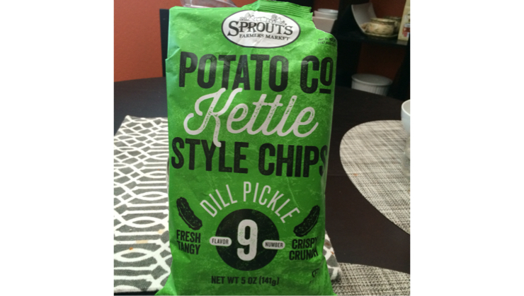 Vegan user review of Sprouts Farmers Market in San Jose. Dill pickle + potato. Perfect match! On sale too for $2. #dillpickle #food #potatochip #grocery #sprouts