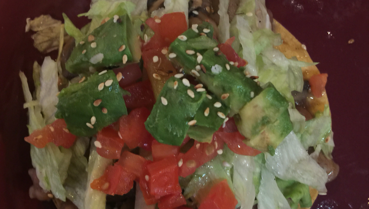 Vegan user review of Adelita's Restaurant, Bar & Taqueria in San Jose. Vegan tostada with pinto beans, lettuce, tomatoes and avocado! #dish #meal #food #dinner #restaurant