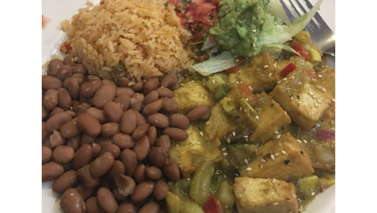 Vegan user review of Adelita's Restaurant, Bar & Taqueria in San Jose. #meal #dish #food #lunch #dinner #restaurant #mexicanfood #mexican #tofu Chile Verde Tofu Plate. Very flavorful. The tostadas and burrito looks good too. 
