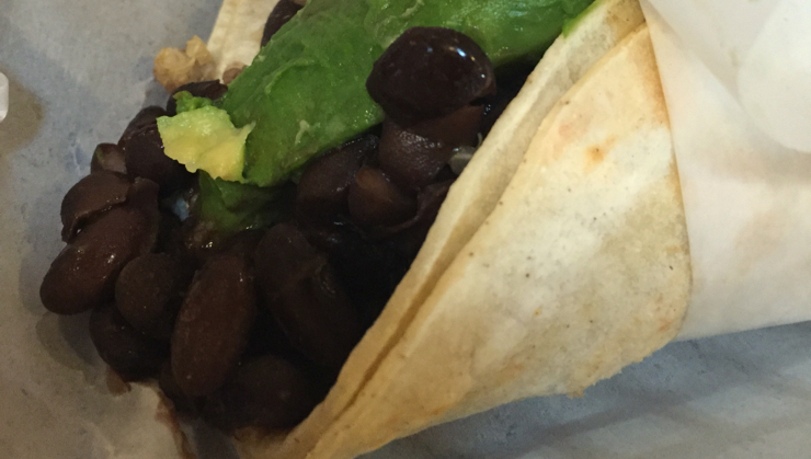 Vegan user review of Adelita's Restaurant, Bar & Taqueria in San Jose. Black bean quinoa #taco with avocado. #food #dinner #restaurant. Rather ordinary. Place has a nice vibe and other vegan options on the menu. The hot sauce was pretty spicy. 
