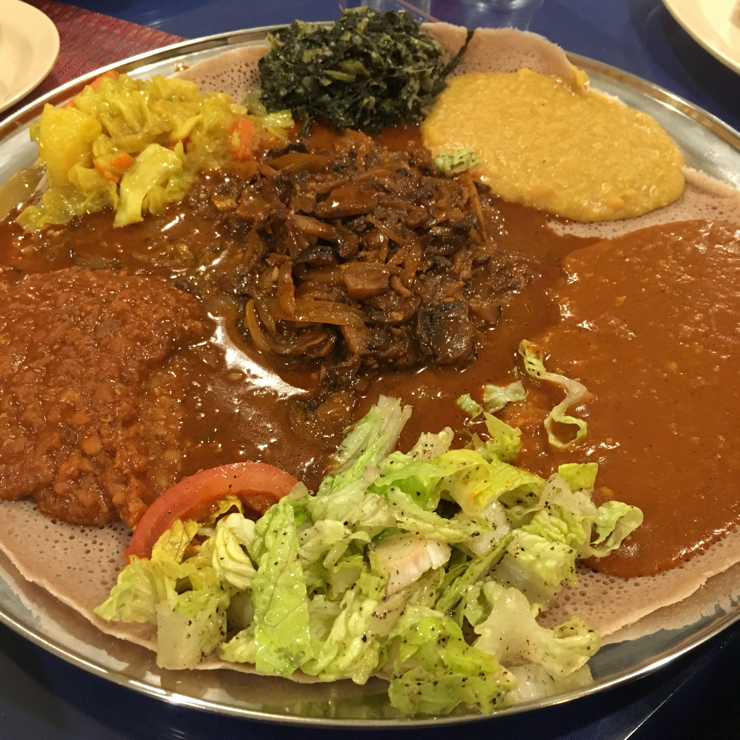 Vegan user review of Mudai Restaurant in San Jose. Best Ethiopian Food. Get the veggie combo and mushroom tibs.