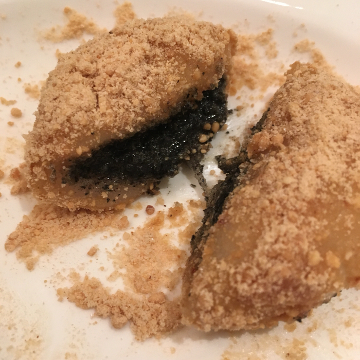 Vegan user review of Tai Pan in Palo Alto. Steamed black sesame dessert. It's like a Mochi rice glutinous with sesame filling. My favorite especially when it's hot.