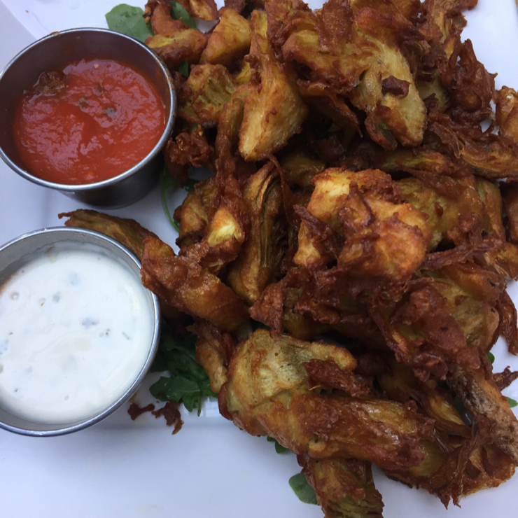Vegan user review of Sage Vegan Bistro in Culver City. Fried artichoke hearts