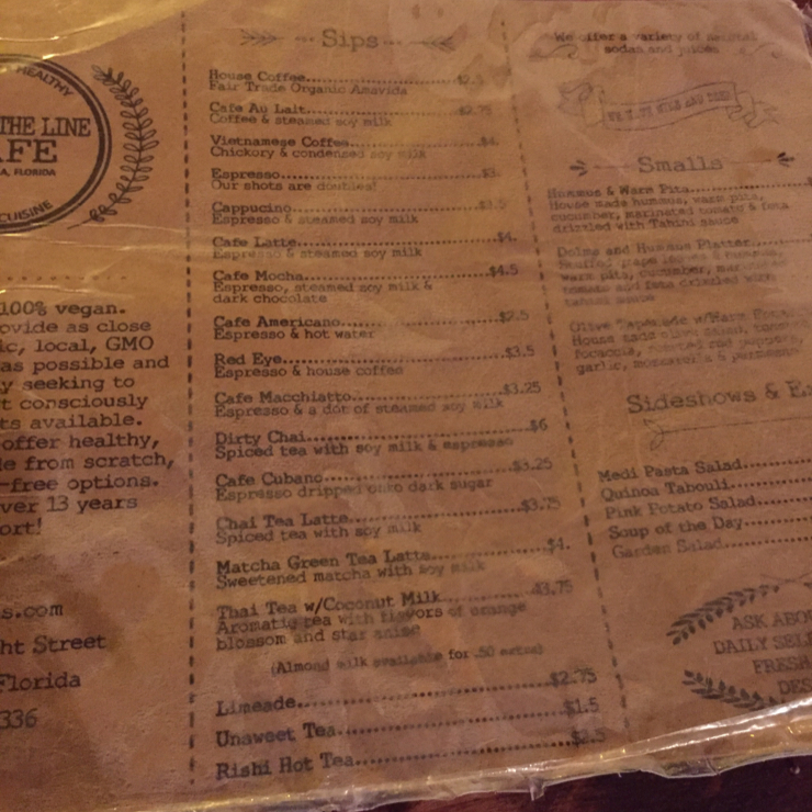 Vegan user review of End Of The Line Cafe in Pensacola. 