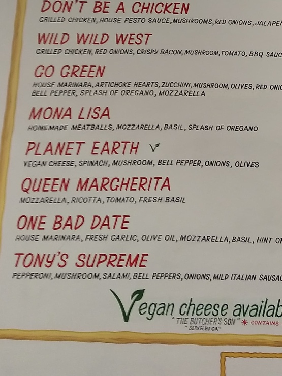 Vegan user review of Bizza in San Francisco. 