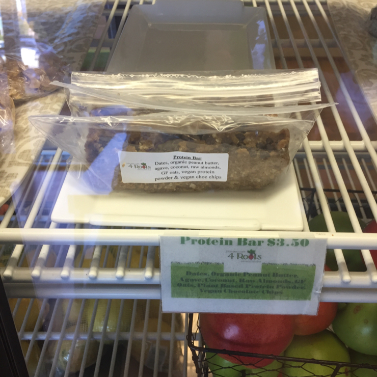 Vegan user review of 4 Roots Juice Bar and Cafe in Twin Falls. Protein bar