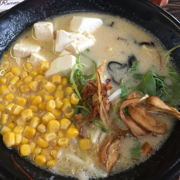Vegan user review of Obu Ramen House in San Jose. Ramen. It’s called vegetarian but it is vegan as long as you order it with the thick wheat noodles. 