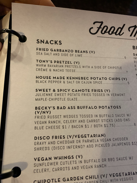 Vegan user review of Tony's Darts Away in Burbank. Neighborhood bar with lots of vegan options. Just about everything on the menu has vegan options. 