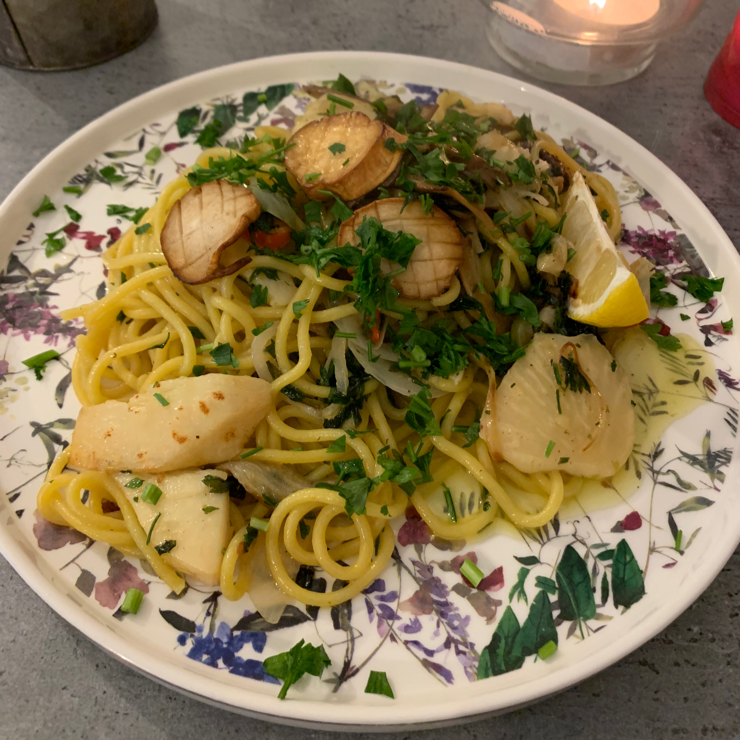 Vegan user review of Owca Cała. Pasta frutti di mare. Amazing! 