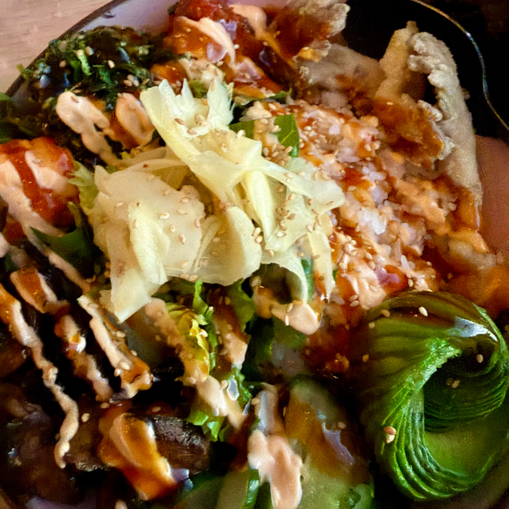 Vegan user review of PLANTA Cocina. Poke Bowl is my favourite dish so far. The bacon mushroom though was an interesting add though. It was my birthday and they brought me a surprise sticky toffee pudding too. Great service. As a designer I appreciated the interior design which is stunning and glows beautifully with later day sun.